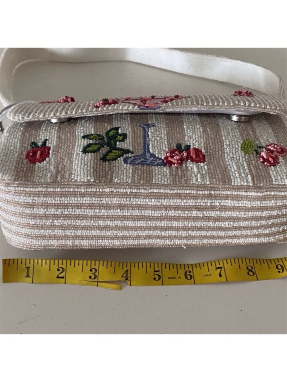 Handcrafted in India Strawberry Margarita Martini Beaded Bag W/Charm Viral‎ NEW - Picture 4 of 16